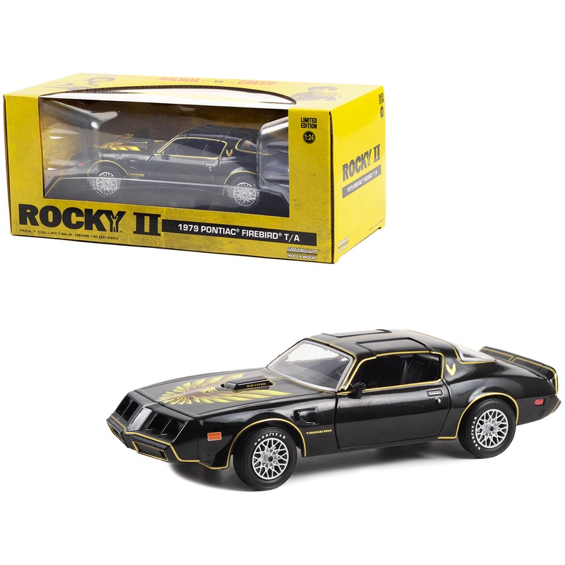 1979 Pontiac Firebird T/A Trans Am Black with Hood Phoenix “Rocky II” (1979) Movie 1/24 Diecast Model Car by Greenlight