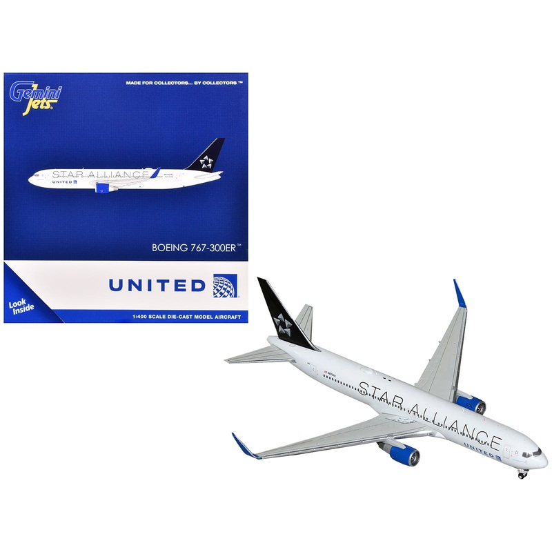 Boeing 767-300ER Commercial Aircraft “United Airlines Star Alliance” (N76516) White with Black Tail 1/400 Diecast Model Airplane by GeminiJets