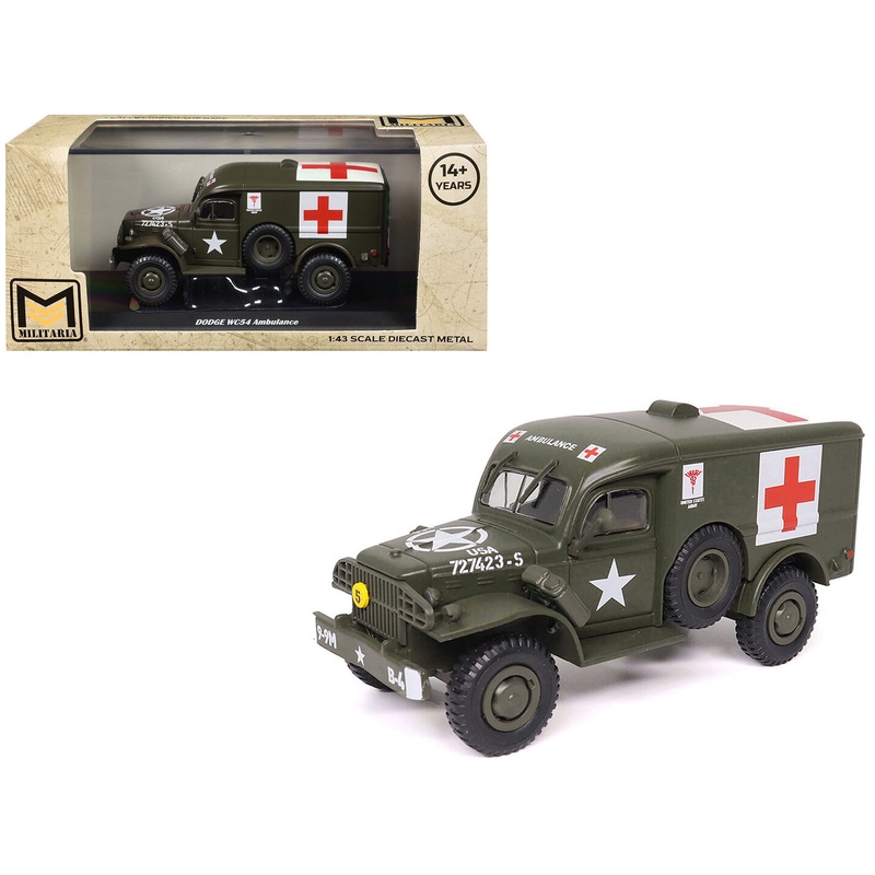 Dodge WC54 Ambulance Olive Drab “United States Army” 1/43 Diecast Model by Militaria Die Cast