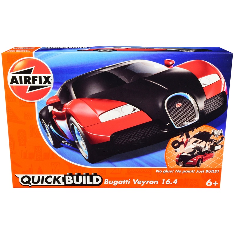 Skill 1 Model Kit Bugatti Veyron Red / Black Snap Together Model by Airfix Quickbuild