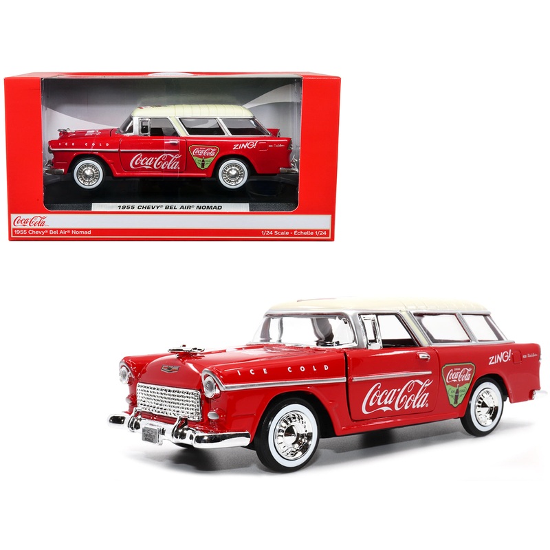 1955 Chevrolet Bel Air Nomad Red with White Top “Coca-Cola” 1/24 Diecast Model Car by Motor City Classics