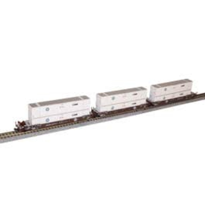 Kato 106-6185 N MAXI-IV BNSF Old Logo 3-Car Set with HUB Containers (White)