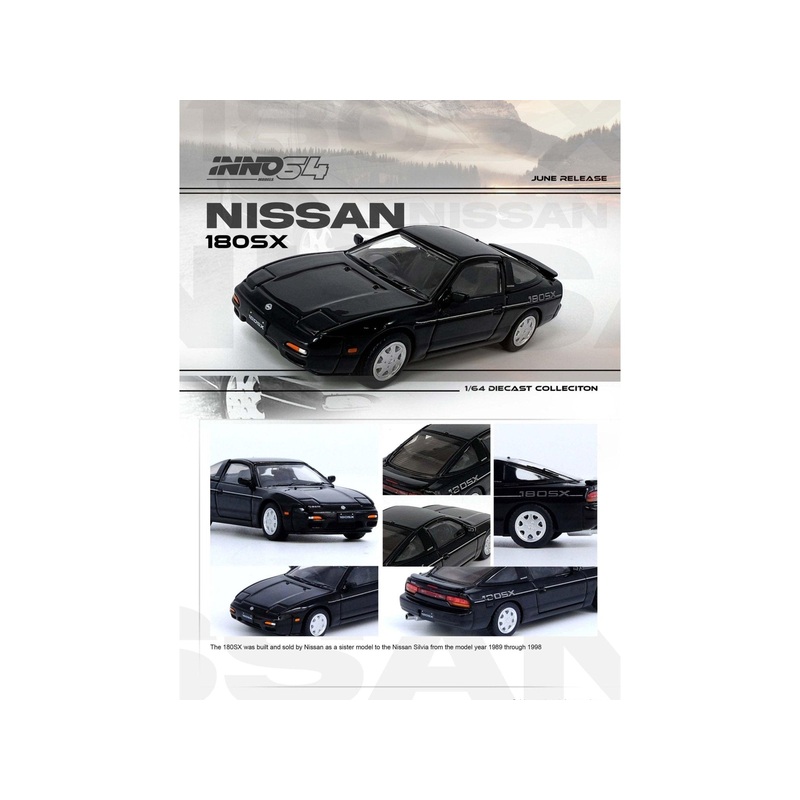 Nissan 180SX RHD (Right Hand Drive) Black 1/64 Diecast Model Car by Inno Models