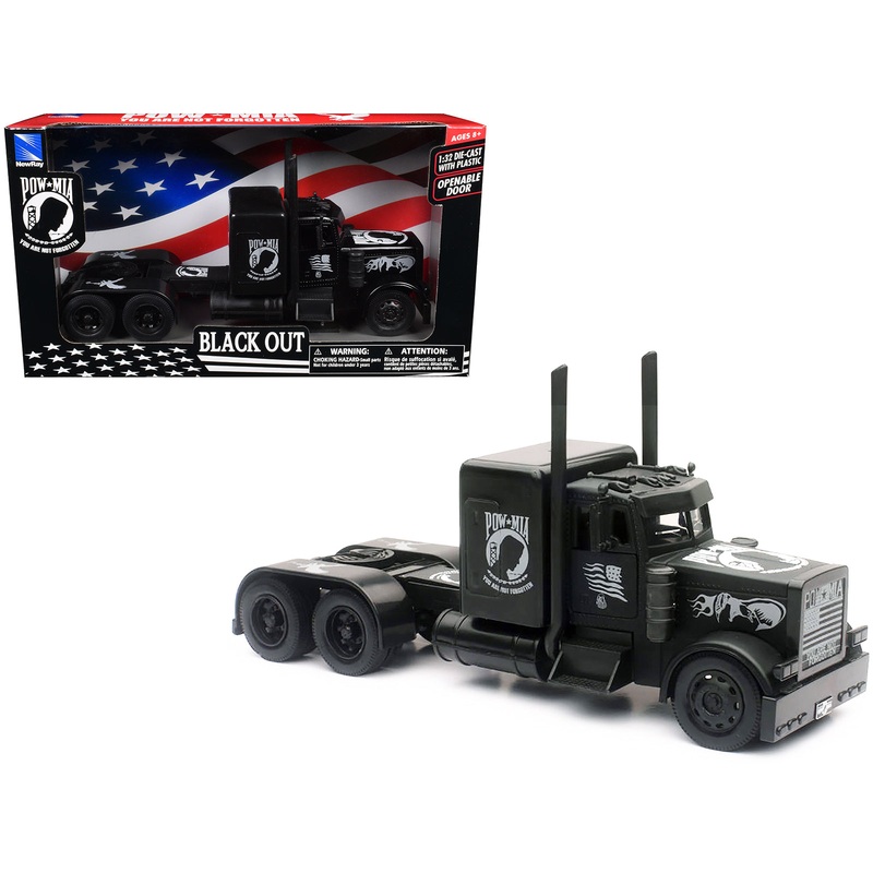 Peterbilt Custom Truck Black Out “POW-MIA You Are Not Forgotten” 1/32 Diecast Model by New Ray
