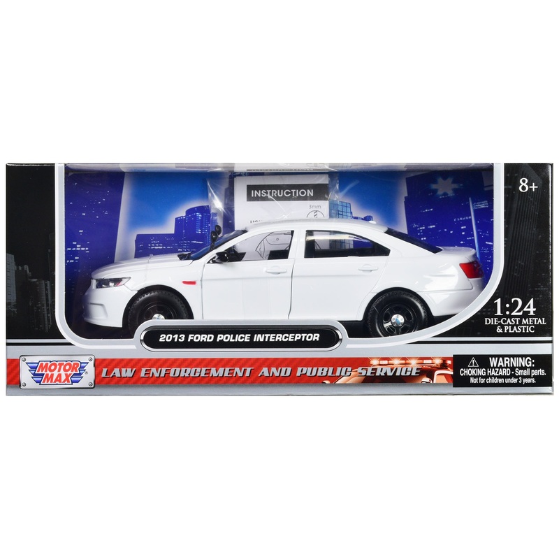 2013 Ford Police Interceptor Unmarked White “Custom Builder’s Kit” Series 1/24 Diecast Model Car by Motormax
