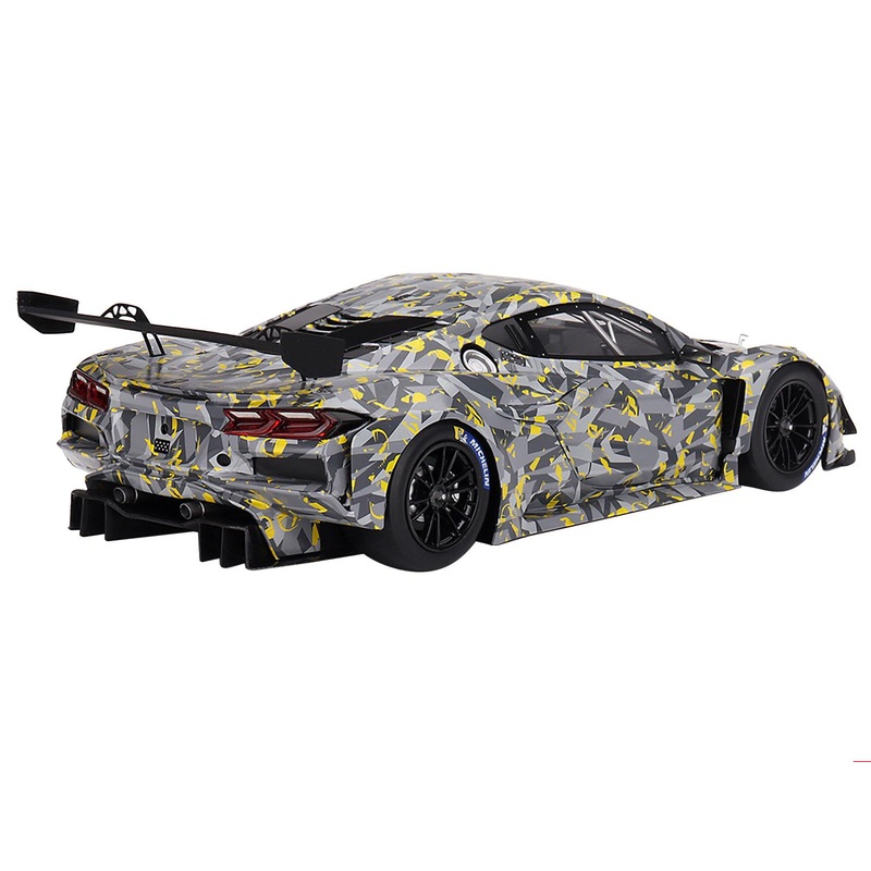 Chevrolet Corvette Z06 GT3.R Gray and Yellow Graphics “Sebring Test Car” (2022) 1/18 Model Car by Top Speed