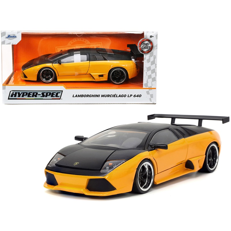 Lamborghini Murcielago LP 640 Yellow Metallic and Matt Black “Hyper-Spec” Series 1/24 Diecast Model Car by Jada