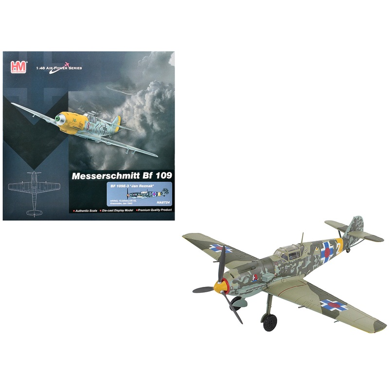 Messerschmitt Bf 109E-3 Fighter Aircraft “White 2 Jan Reznak 13.(slow)/JG 52 Kraznodar USSR” (1943) German Luftwaffe “Air Power Series” 1/48 Diecast Model by Hobby Master