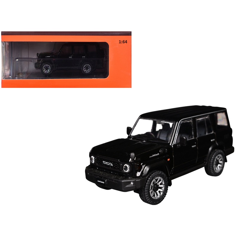 Toyota Land Cruiser (J76) RHD (Right Hand Drive) Black 1/64 Diecast Model Car by GCD