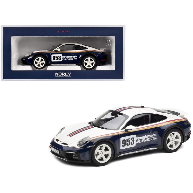 2023 Porsche 911 Dakar #953 “Roughroads Porsche” Blue and White with Stripes 1/18 Diecast Model Car by Norev