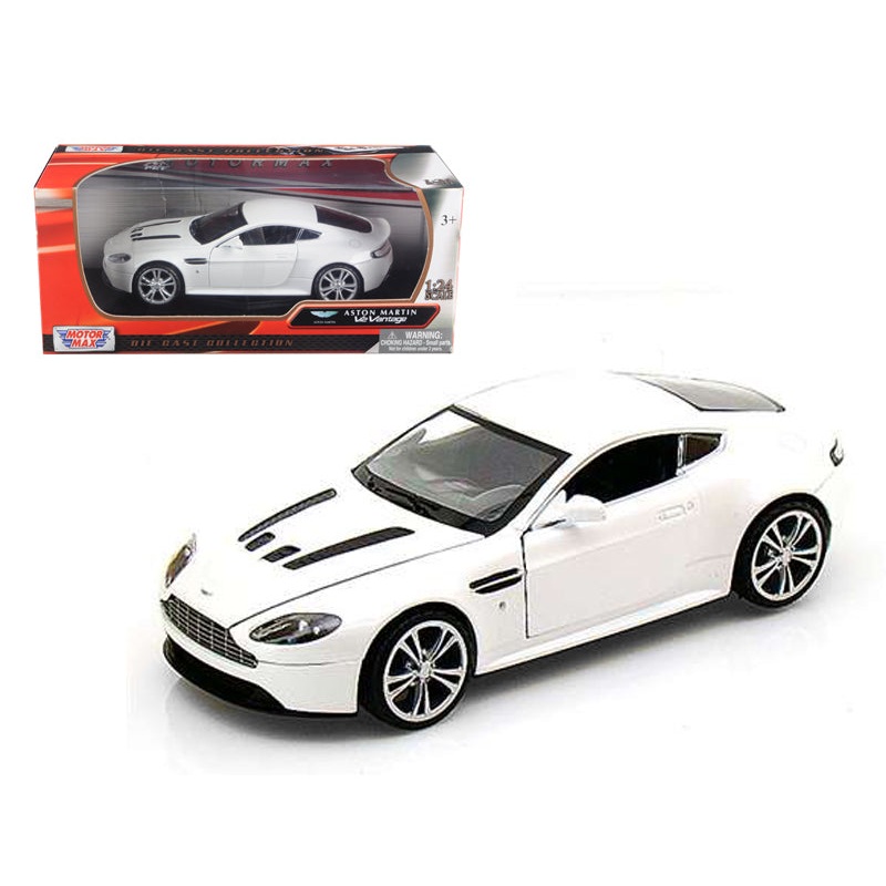 Aston Martin V12 Vantage Pearl White 1/24 Diecast Car Model by Motormax