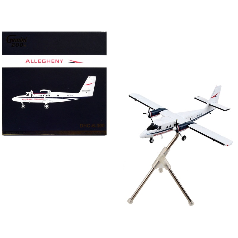 De Havilland DHC-6-300 Commercial Aircraft “Allegheny Airlines” White with Blue Stripes “Gemini 200” Series 1/200 Diecast Model Airplane by GeminiJets