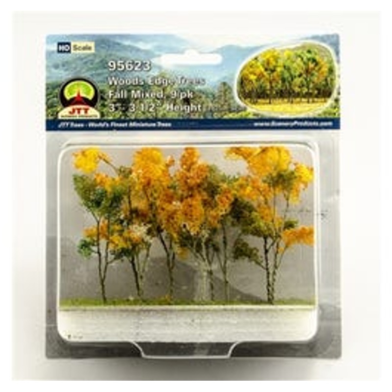 JTT 95623 HO Woods Edge Trees, Fall Mixed, 3″ to 3.5″,  9/pk