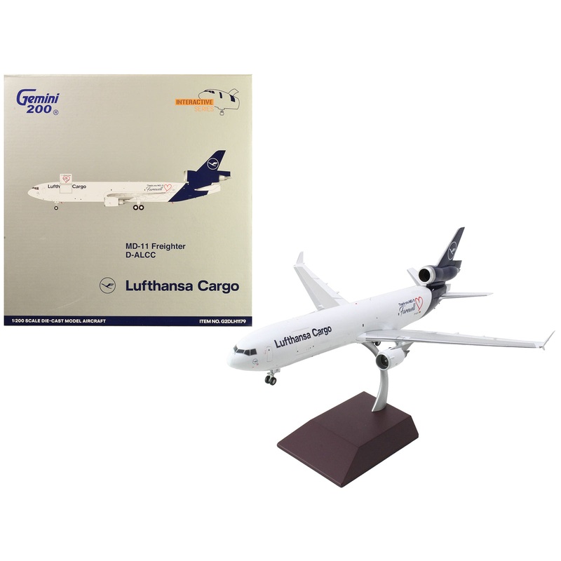 McDonnell Douglas MD-11F Commercial Aircraft “Lufthansa Cargo” White with Blue Tail “Gemini 200 – Interactive” Series 1/200 Diecast Model Airplane by GeminiJets