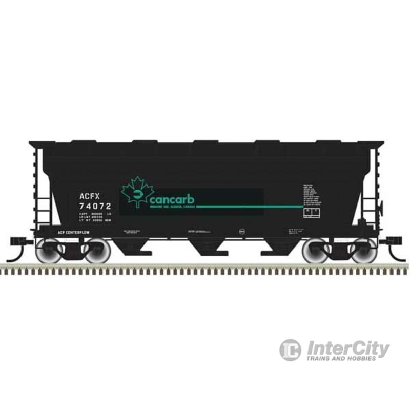 Atlas Trainman N 50006108 ACF 3560 Center-Flow Covered Hopper – Ready to Run — Cancarb ACFX 74072 (Black, Blue)
