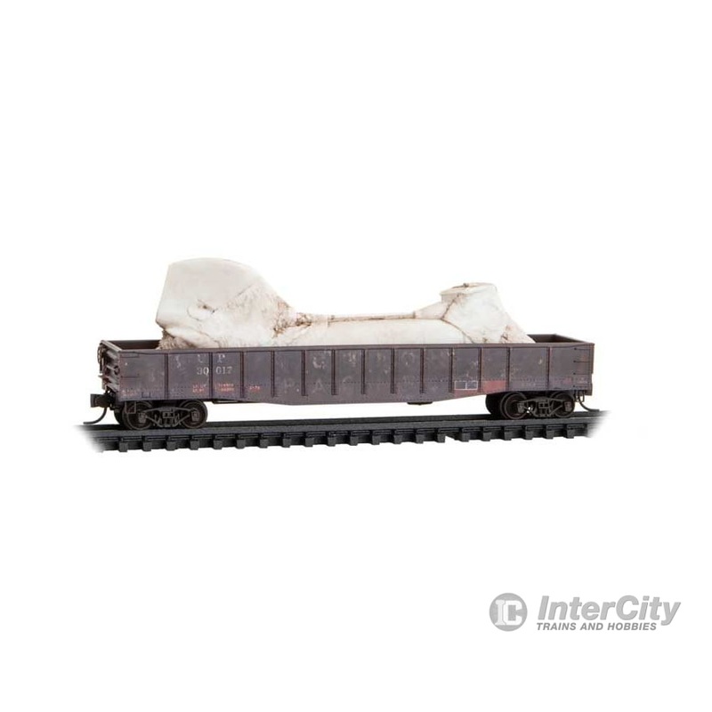 Micro Trains N 10544271 50′ 15-Panel Fixed-End Gondola with Helicopter Part Load – Union Pacific #30017 (Weathered, Boxcar Red)