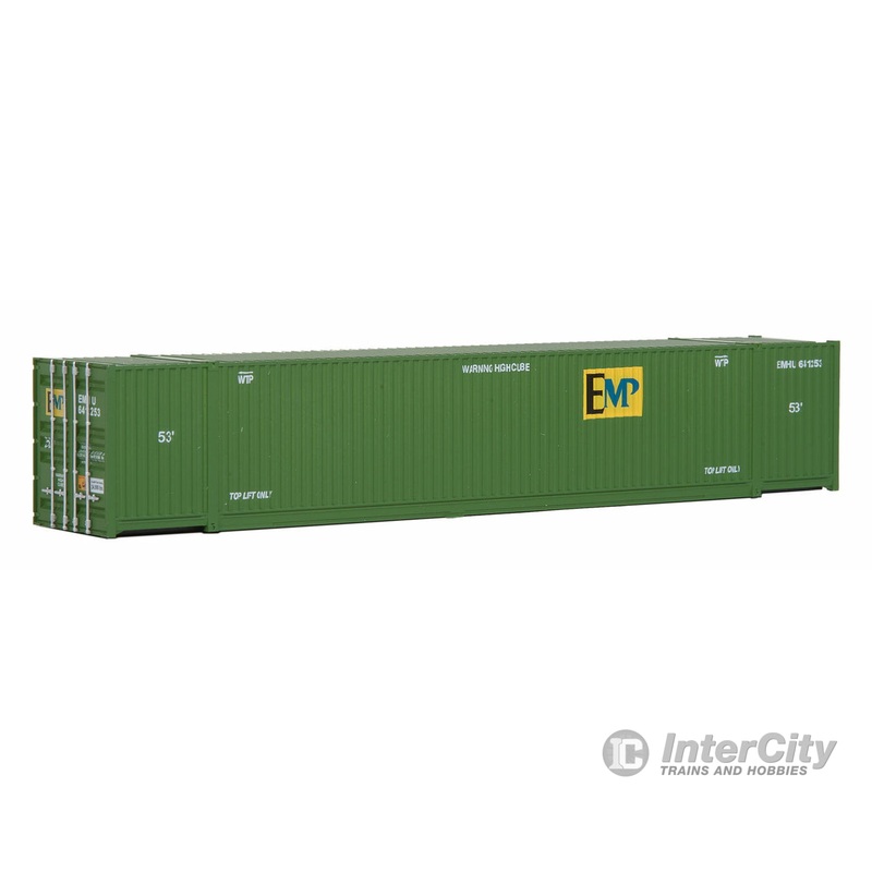 Walthers SceneMaster 8503 53′ Singamas Corrugated Side Container – Ready to Run — EMP (green, yellow)