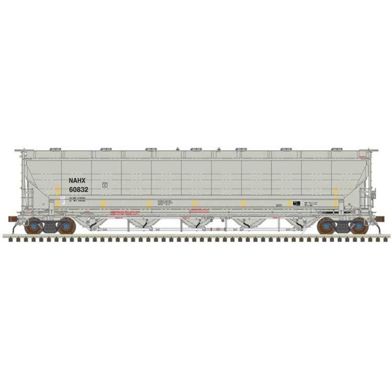 Atlas HO 20007496 Trinity 5660 PD Covered Hopper – GE Rail Services NAHX #60832 (gray, black, yellow conspicuity stripes)
