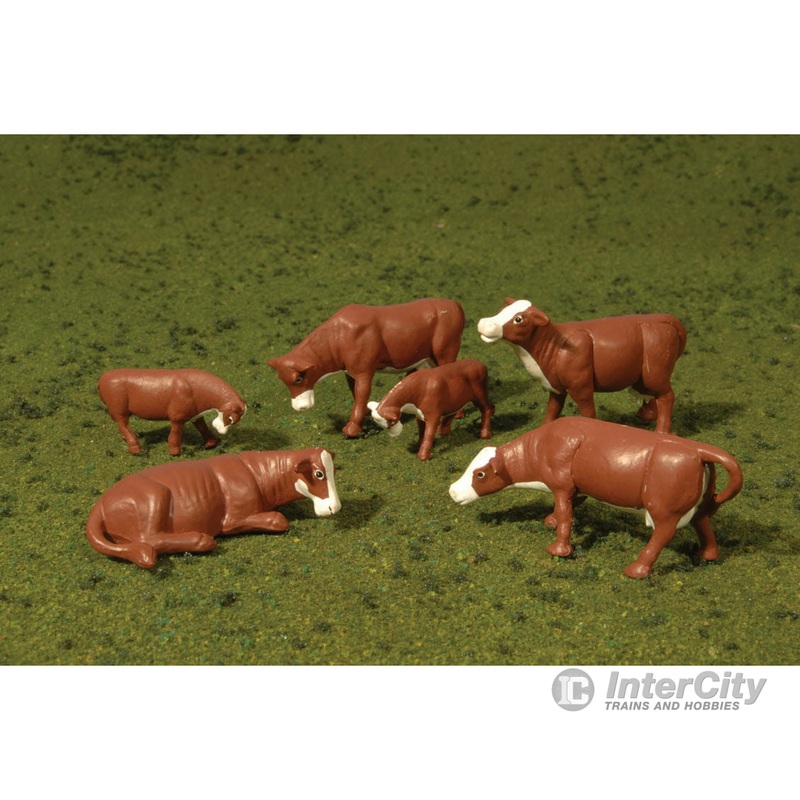 Bachmann 33102 SceneScapes(TM) Figures — Cows (brown, white) pkg(6)