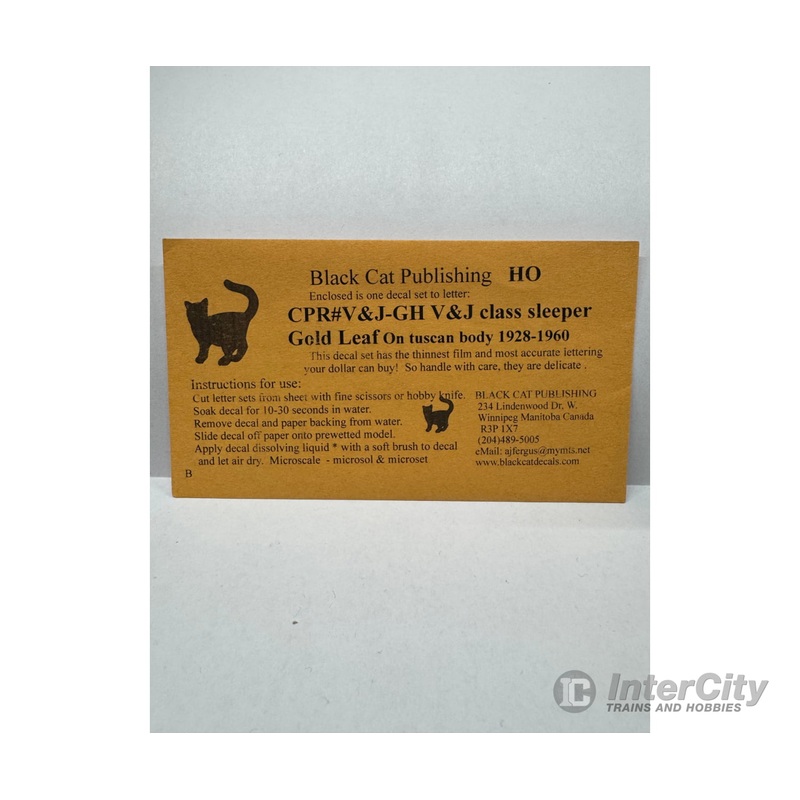 Black Cat Decals CPR V&J-GH V & J class sleeper Gold Leaf on tuscan body 1928-1960
