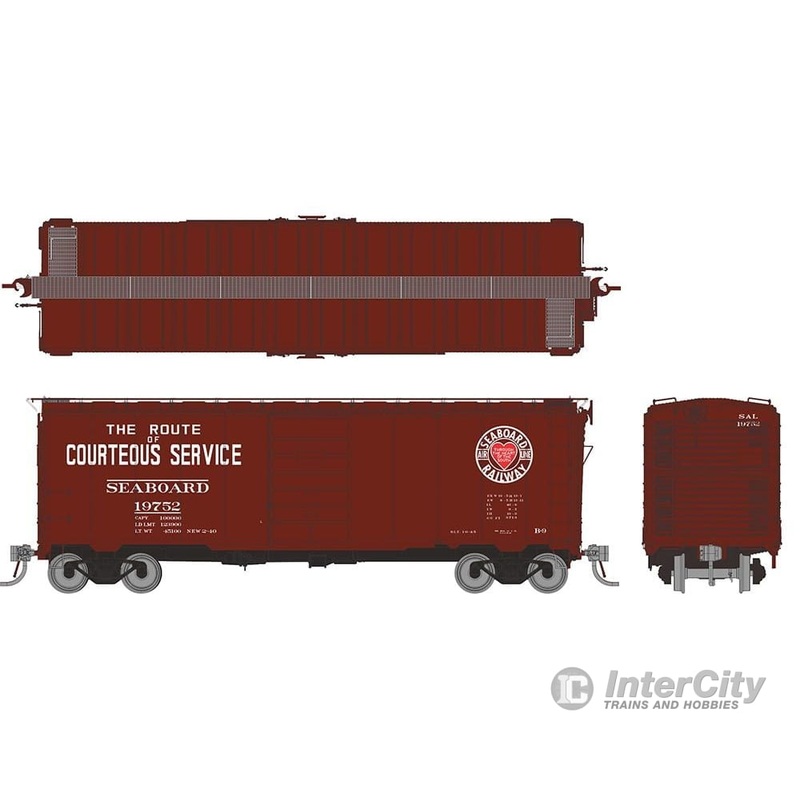 Rapido 181008 HO 1937 AAR 40′ Boxcar – Round corner: Seaboard: 6-Pack
