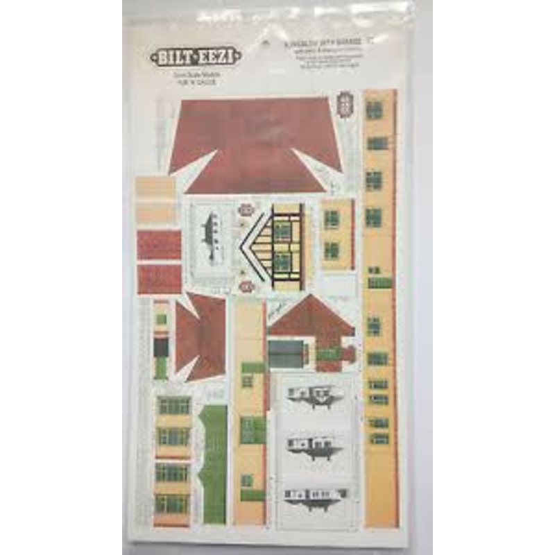 E2 BILTEEZI N Gauge (2mm) Bungalow with garage, sheds and alternative windows – card building kit