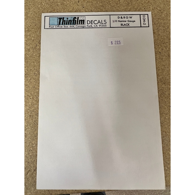 ThinFilm Decals HON-2 D&RGW HO Narrow Gauge Black HO SCALE