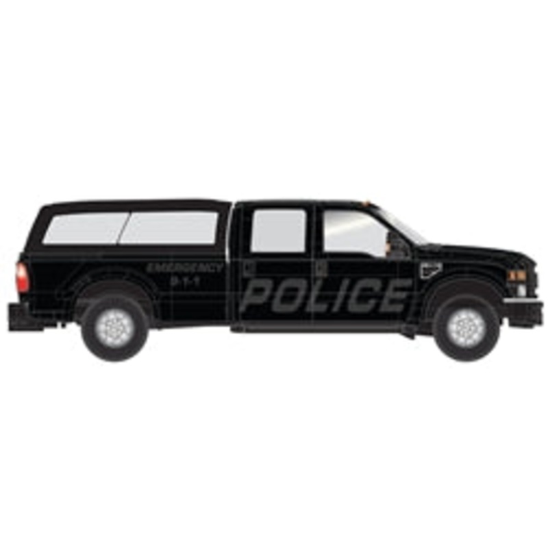 Atlas 35000009 FORD F-350 CREW CAB PICKUP TRUCK [BLACK “STEALTH” POLICE W/CAP] Vehicle HO SCALE NEW