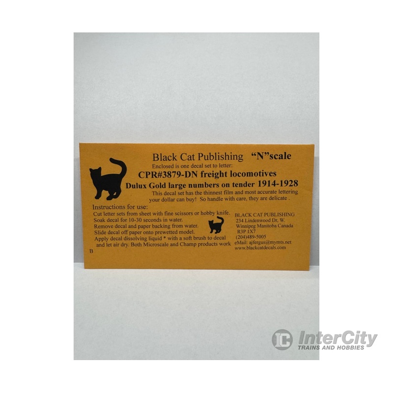 Black Cat Decals CPR3879-DN N CPR 1914-1928 freight steam engines in Dulux Gold