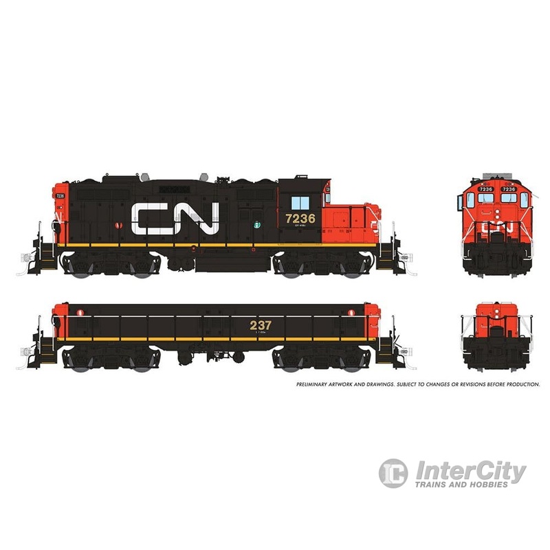 Rapido 041014 HO GP9rm Mother+Slug (DC/Silent): CN – Early: #7236 + #237