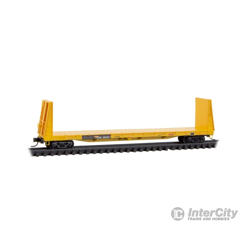 Micro Trains N 5400460 61′ 8″ Bulkhead Flatcar – TTX TTPX #81317 (yellow, black, red logo)