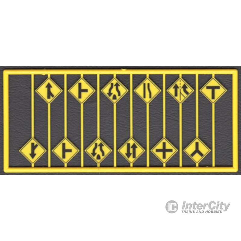 Tichy Train Group 8255 Highway Road Path (Arrow) Warning Signs — Yellow w/Black Print 12 Different Signs