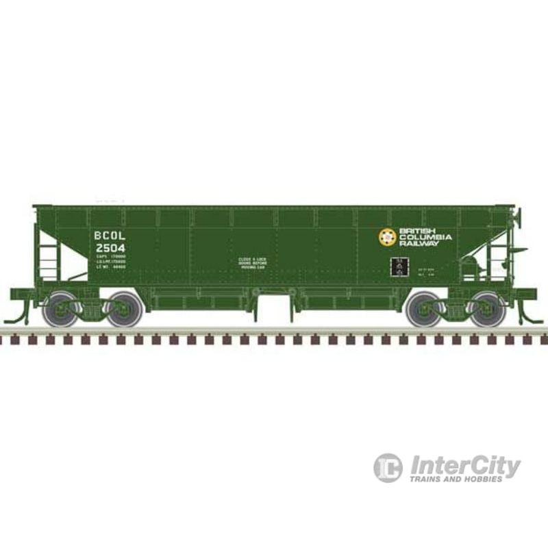 Atlas 20006799 70-Ton Hart Ballast Car – Ready to Run – Master(R) — British Columbia Railway 2509 (green, white)
