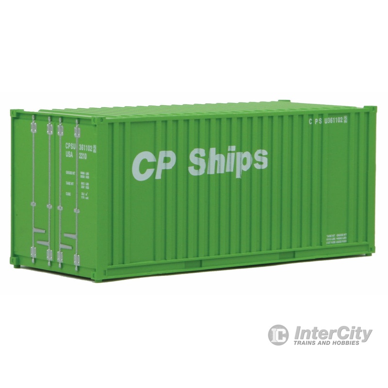 Walthers SceneMaster 8010 20′ Corrugated Container with Flat Panel – Assembled — CP Ships (green, white)