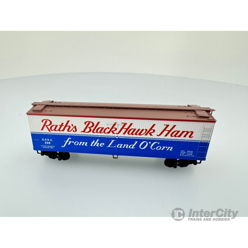 Micro Trains 04900630 N 40′ Double-Sheathed Wood Reefer Rath’s Blackhawk Ham R.P.R.X. 208