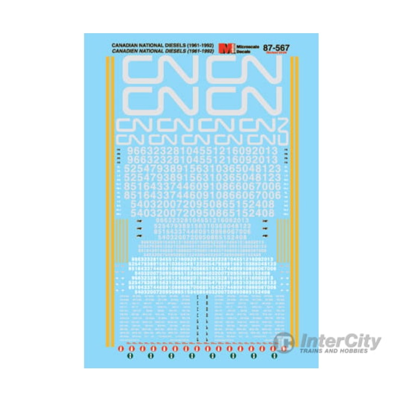 Microscale N 60567 Railroad Decal Set – CN – Modern Diesels 1961-1992