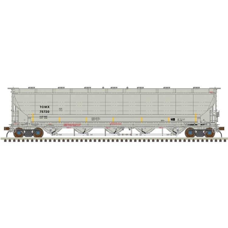 Atlas HO 20007501 Trinity 5660 PD Covered Hopper – CIT Group TCMX #75720 (gray, black, yellow conspicuity stripes)