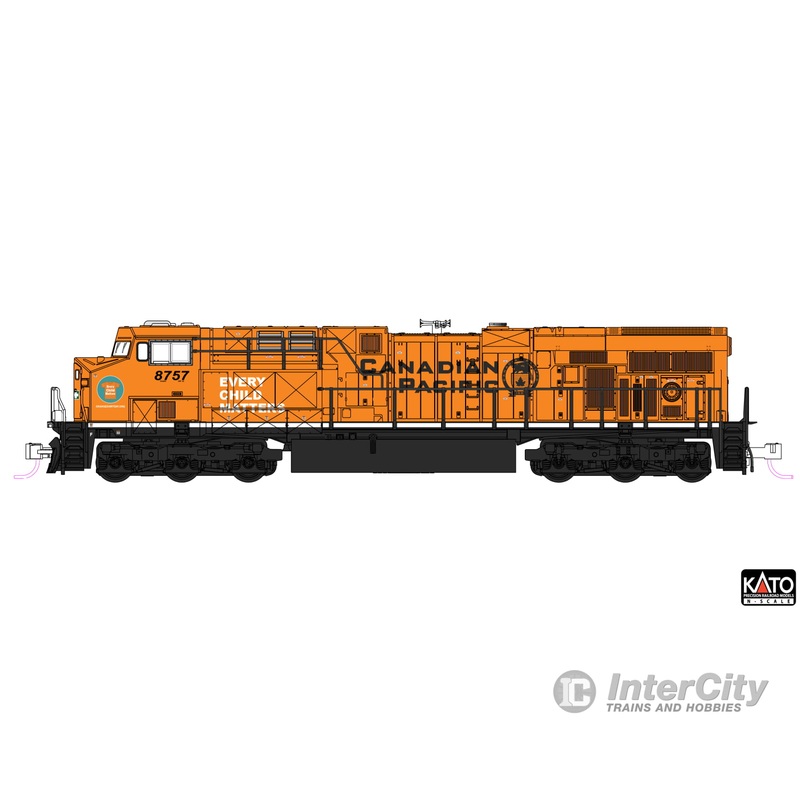Kato N 1768960 GE ES44AC GEVO – Standard DC – Canadian Pacific #8757 (Every Child Matters, orange, black, white)
