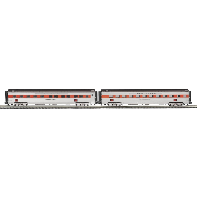 MTH Premier 20-66269 New Haven 2-Car 70′ Streamlined Slpr/Diner Passenger Set (Ribbed Sided) O SCALE NEW