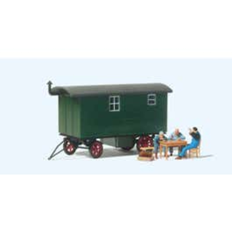 Preiser 33263  HO Construction Wagon with 3 Workers on Break at Table