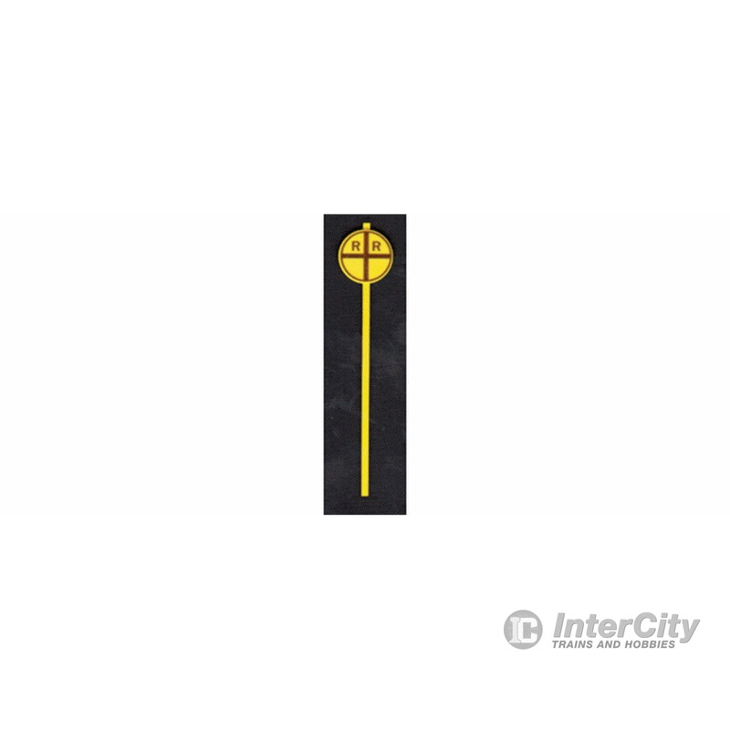 Tichy Train Group 3540 Pre-1950 Early Grade Crossing Warning Signs — Yellow Circle w/Vertical Cross pkg(8)