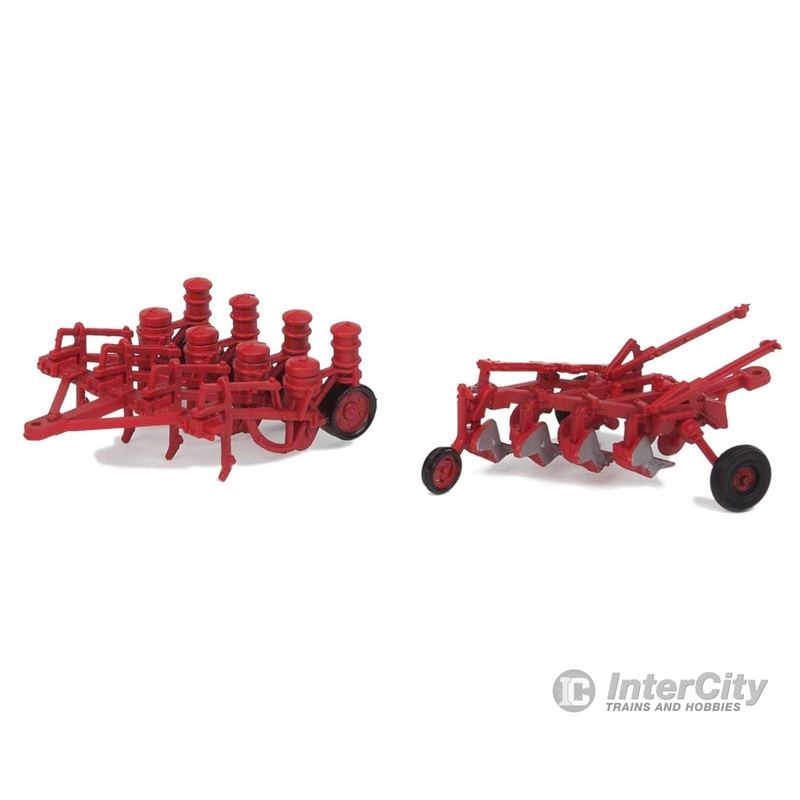 Walthers SceneMaster 4162 Farm Plow and Planter – Assembled — Red