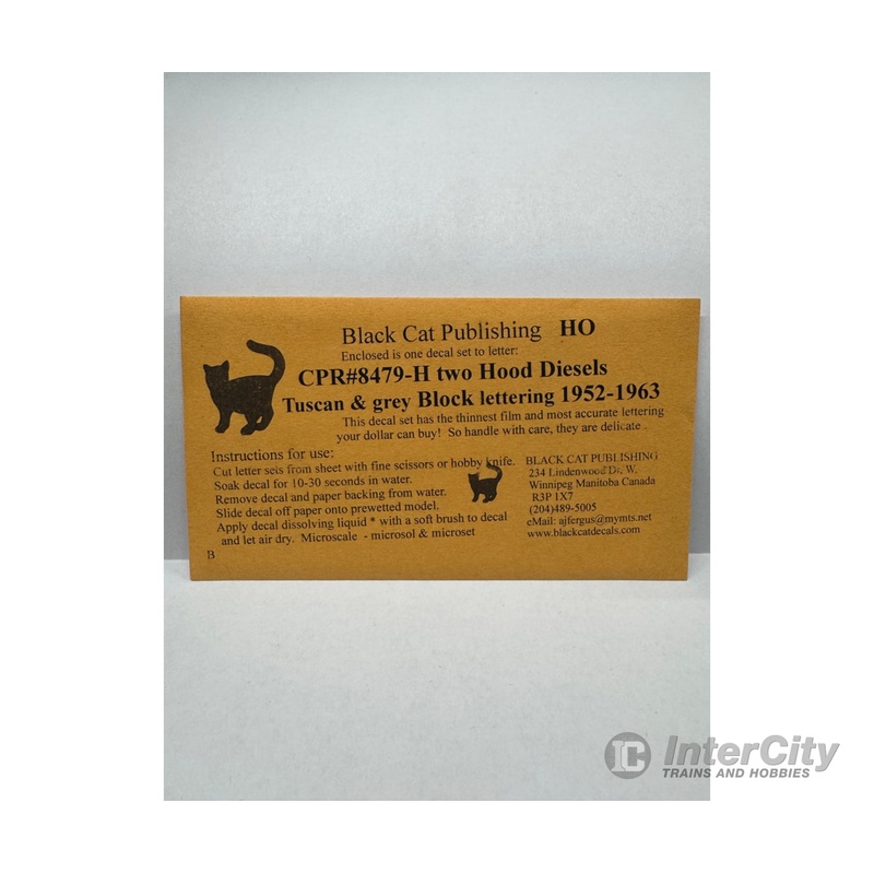 Black Cat Decals CPR8479-H HO Two Hood Diesels Tuscan & Grey Block lettering 1952-1963