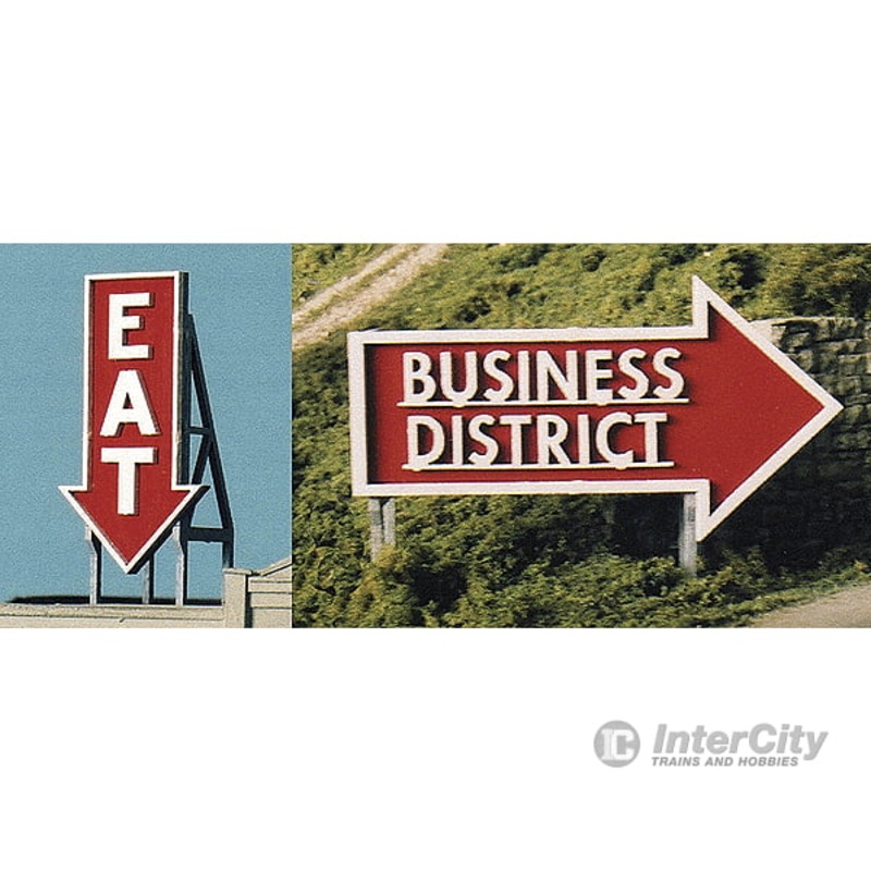 Blair Line 2532 Laser-Cut Wood Billboard Kits – Large for HO, S & O — Eat & Business District (1 Each of 2 Signs) 3-5/8 x 2-1/8″