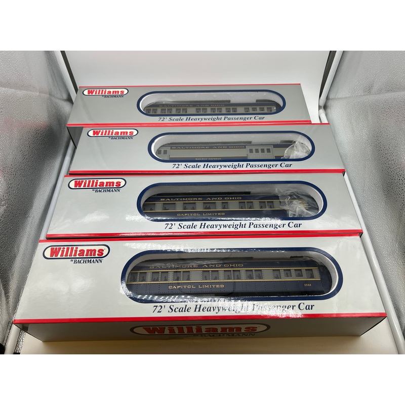Williams 43357 B&O 72′ Heavyweight Passenger Cars (Set of 4) O SCALE NEW