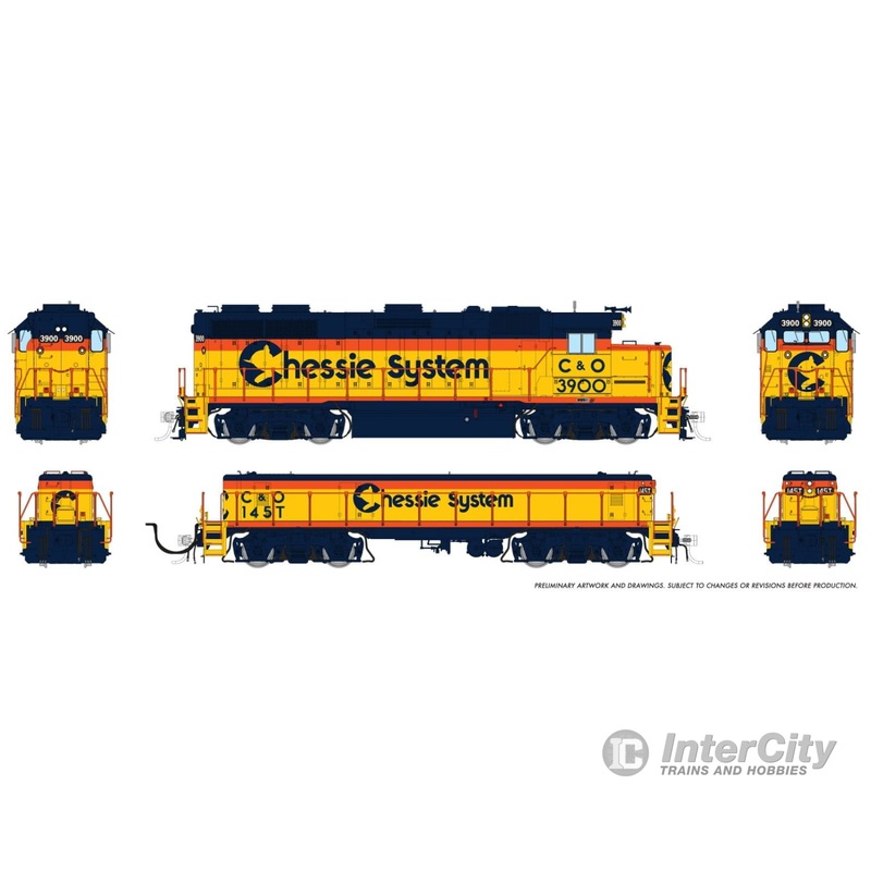 Rapido 039519 HO EMD GP39 Mother+Slug (DC/DCC/Sound): Chessie – C&O Sublettering: #3900 + #145T