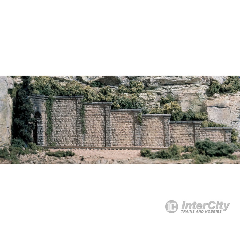 Woodland Scenics 1159 N Retaining Walls pkg(6; Unpainted Hydrocal(R) Castings) – Cut Stone