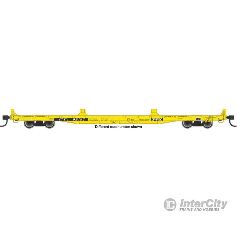 Walthers Mainline 5422 60′ Pullman-Standard Flatcar – Ready to Run — TTX – VTTX #92335 (Container loading; yellow, black and white TTX logo)