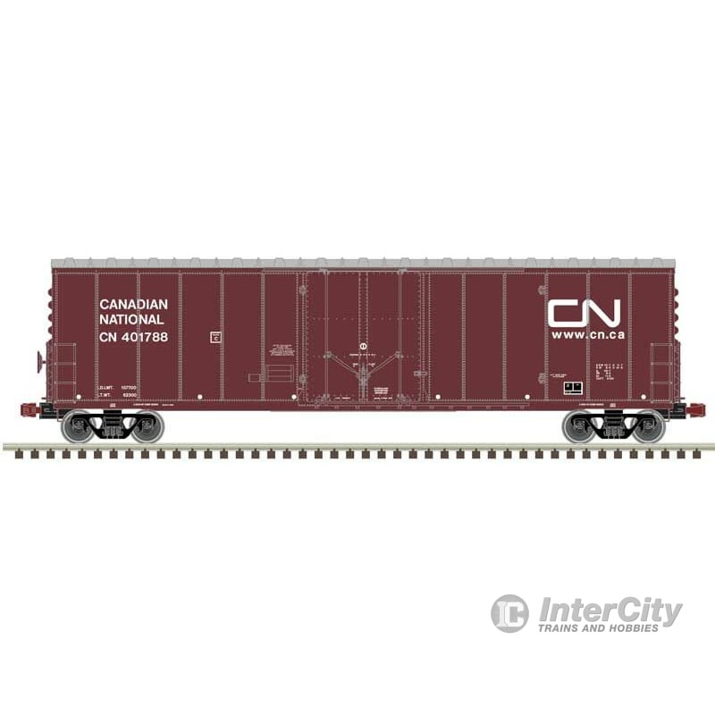 Atlas 20006521 NSC 50′ Newsprint Plug-Door Boxcar – Ready to Run — Canadian National 401788 (Boxcar Red, white, Website Logo)