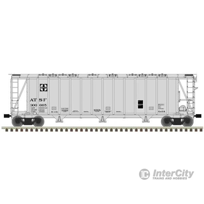 Atlas 50006337 General American 3500 Dry-Flo 3-Bay Covered Hopper – Ready to Run — Santa Fe #300694 (gray, black)